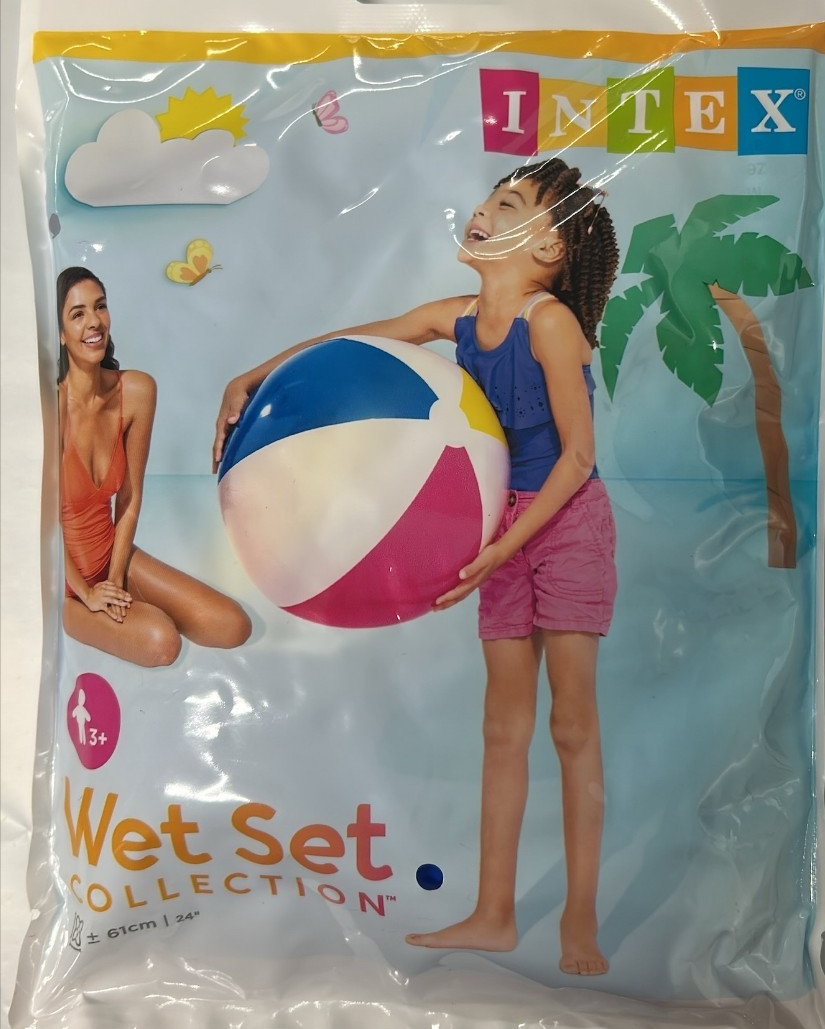 4x Intex Inflatable Beach Pool Ball Glossy Vinyl Panel Swimming Water Toy 24"