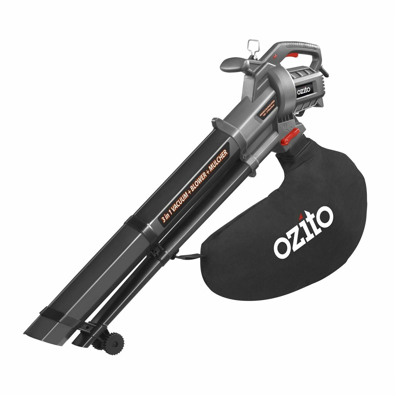 Ozito 2400W 3In1 Electric Blower Vac Vacuum Mulcher Large Volume Variable Speed