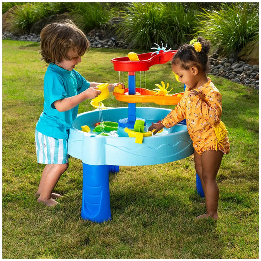 Step 2 Double Cascading Rapids Water Table Kids Play Toy 23 Pcs Accessories