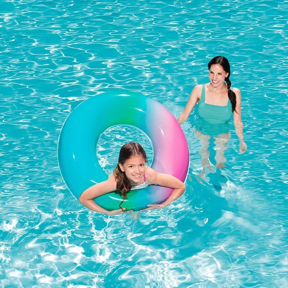 H2OGO Inflatable Rainbow Swim Ring Float Raft Swimming Pool Summer Kids Toy