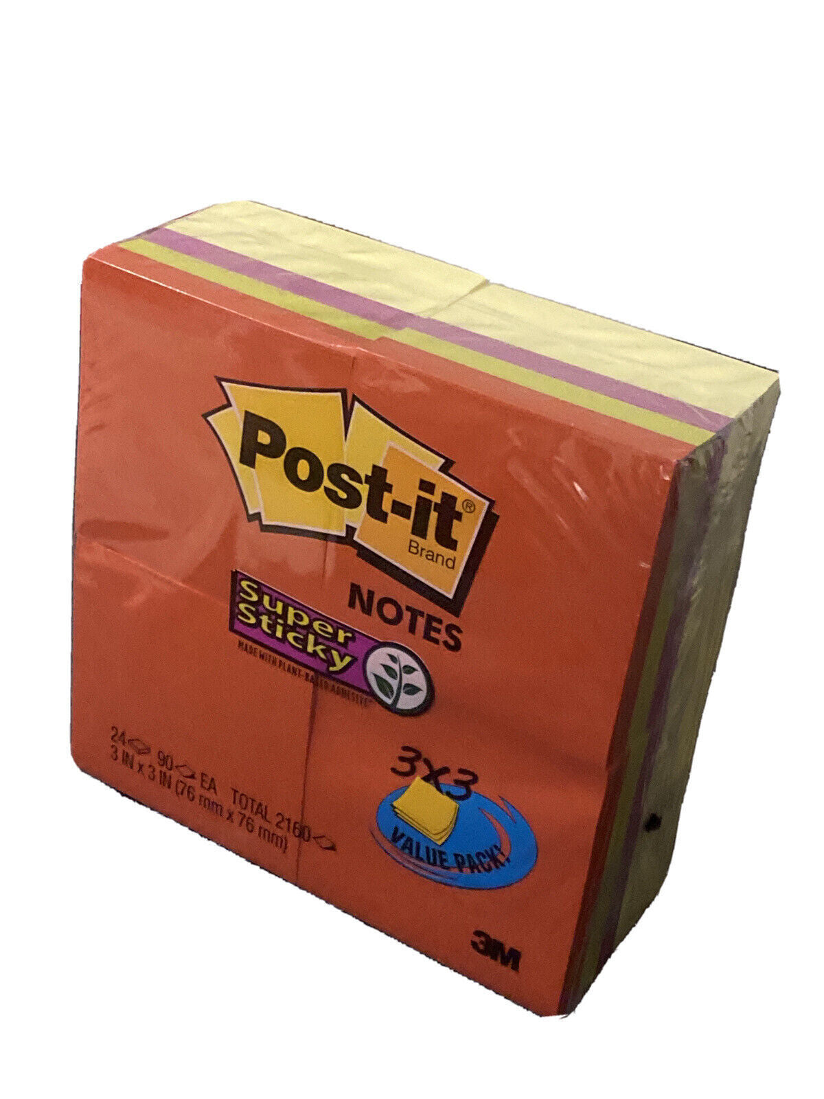 3M Post-It Notes Office Sticky Memo 2160 x 3M Canary Yellow Purple Green