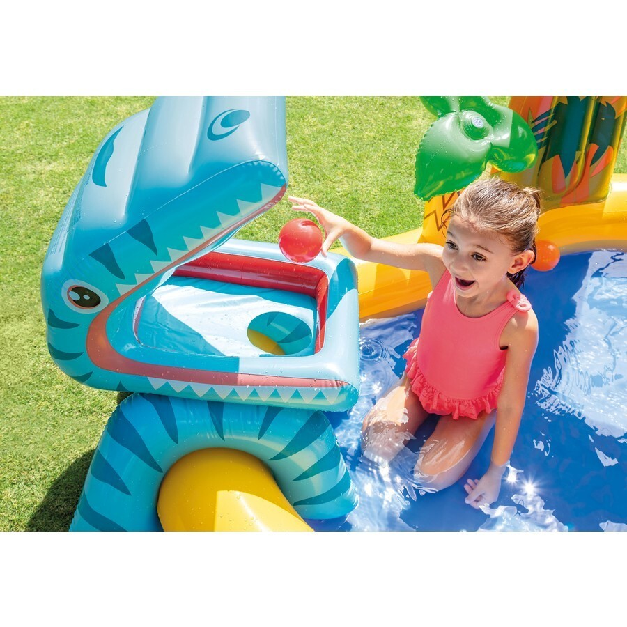 Intex Dinosaur Play Center Inflatable Swimming Pool Outdoor Water Park with Slid