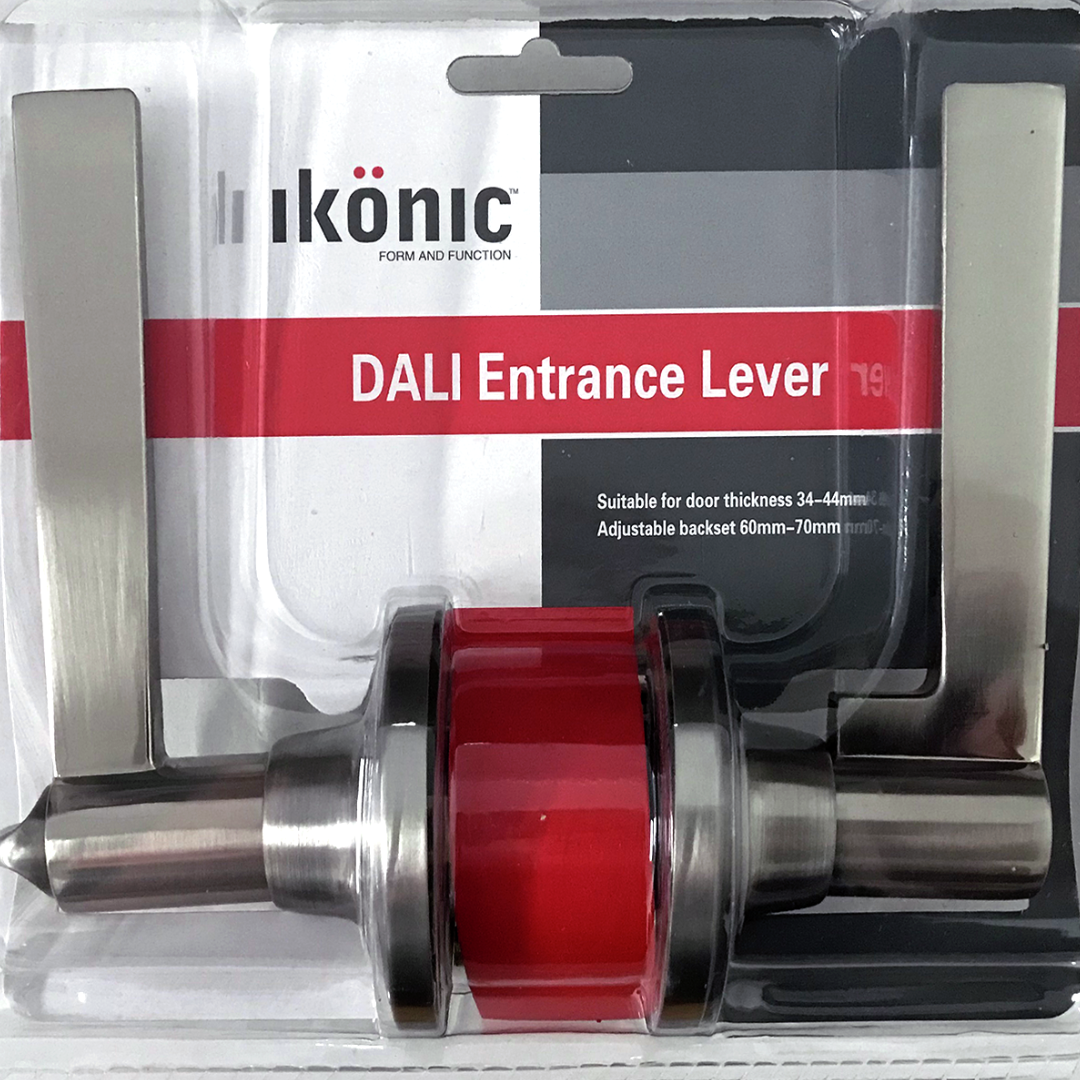Ikonic Dali Entrance Lever Satin Stainless Steel Door Knob Lock Handle Set