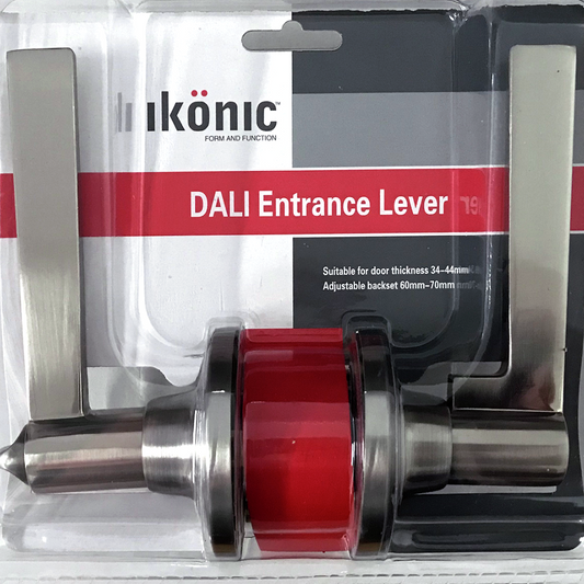 Ikonic Dali Entrance Lever Satin Stainless Steel Door Knob Lock Handle Set
