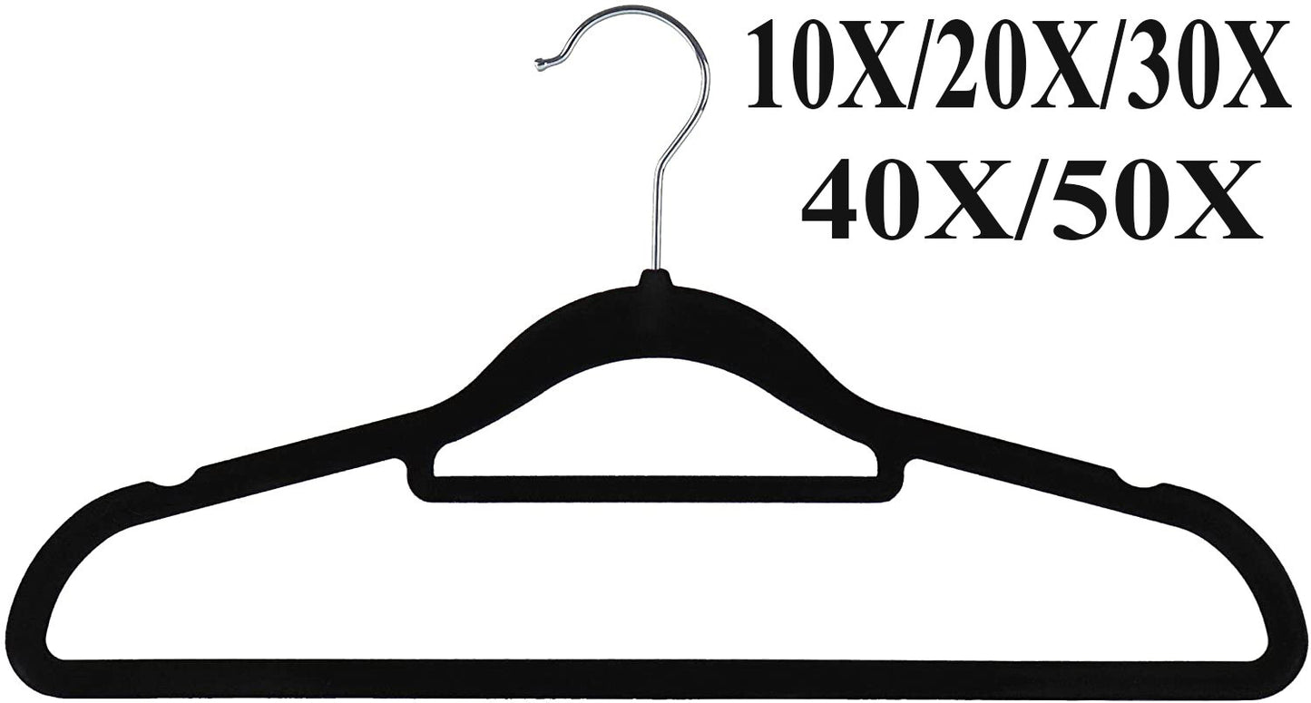 Flocked Velvet Hangers 41CM Black Non Slip Wardrobe Cloth Coat Suit Shirt Bulk