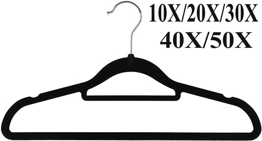 Flocked Velvet Hangers 41CM Black Non Slip Wardrobe Cloth Coat Suit Shirt Bulk