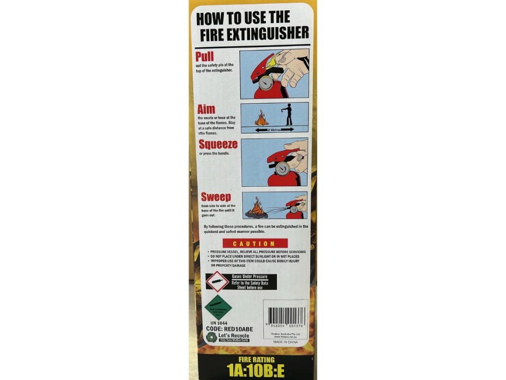 Ready2Fire 1kg ABE Dry Powder Fire Extinguisher with Bracket – Car, Home & Caravan