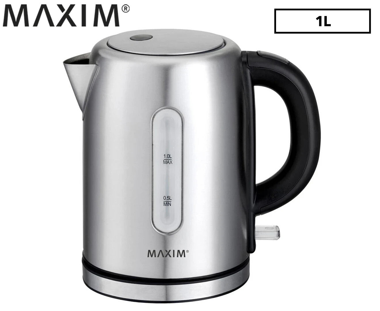 Maxim 1L Electric Cordless Kettle Stainless Steel Water Jug Heater Boiler 2200W
