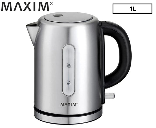 Maxim 1L Electric Cordless Kettle Stainless Steel Water Jug Heater Boiler 2200W