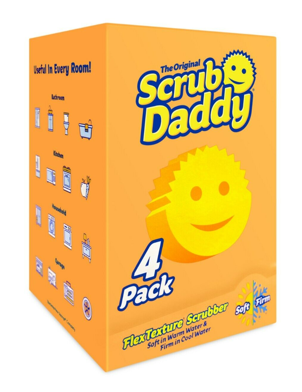 4x Scrub Daddy Dishwashing Scrubber Cleaner Sponge Kitchen Household Original