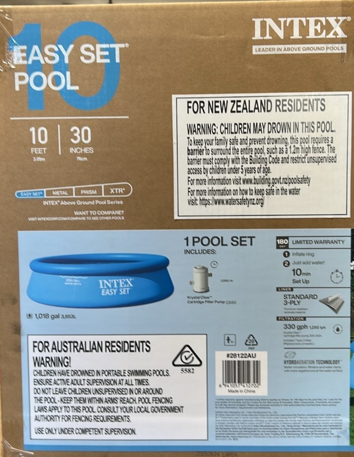 Intex Easy Set Above Ground Swimming Pool 10ft  with Filter Pump 3.05m x 76cm