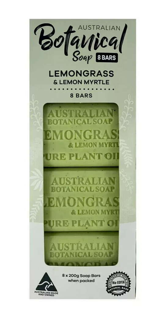8x Australian Botanical Soap Lemongrass & Lemon Myrtle Body Gentle Wash Bar 200g
