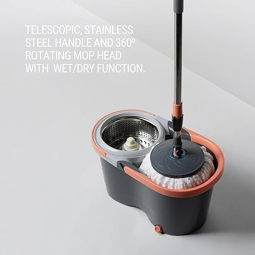 Zen-Nest Mop Bucket Set Swivel 360° Spin Dry Rotating Microfibre Floor Cleaner