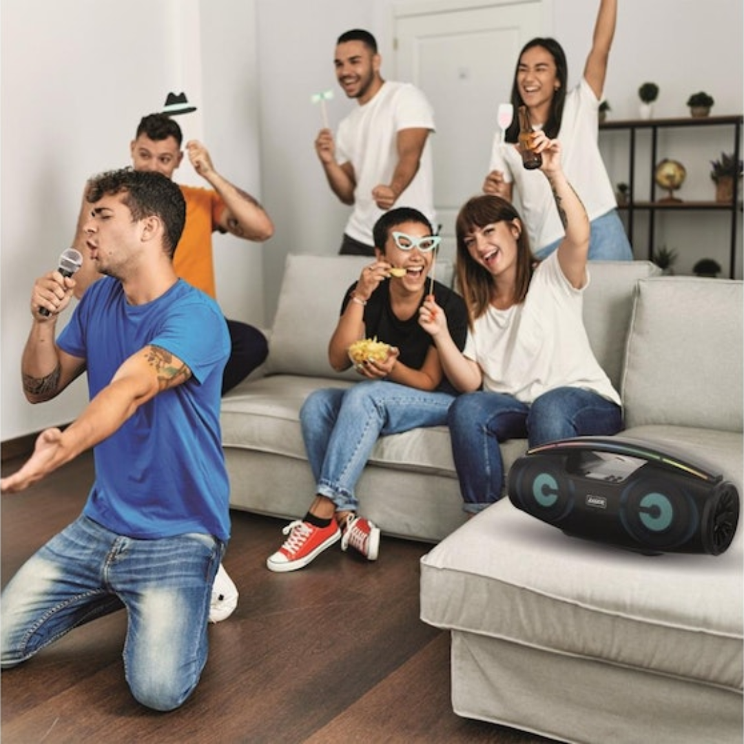 Laser Bluetooth Speaker Portable Rechargeable Party Boombox LED Lights USB AUX