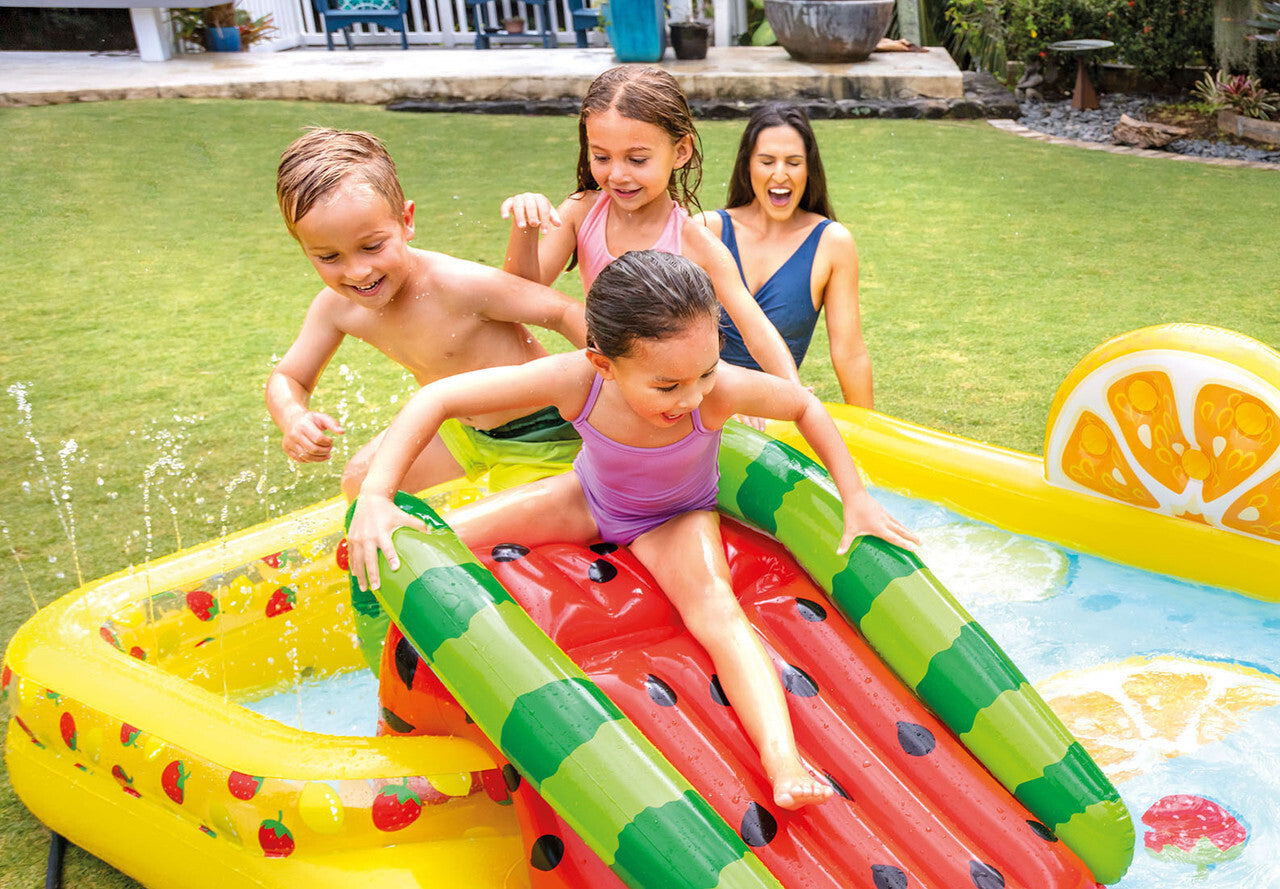 Intex Kids Inflatable Swimming Pool Play Centre Fruit N Fun Water Fun and Slide