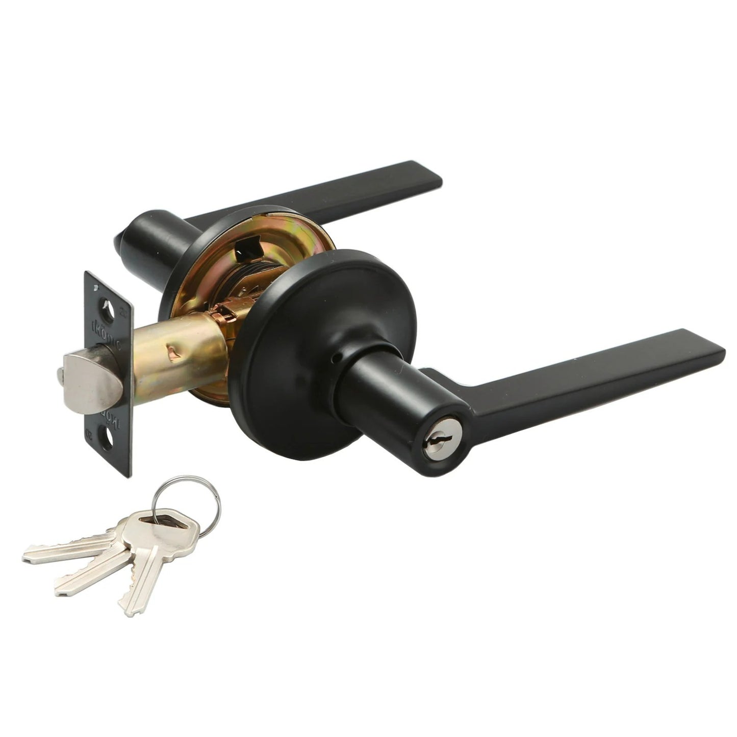 Ikonic Slimline Entrance Lever Set Door Knob Entry Handle Passage Matte Black