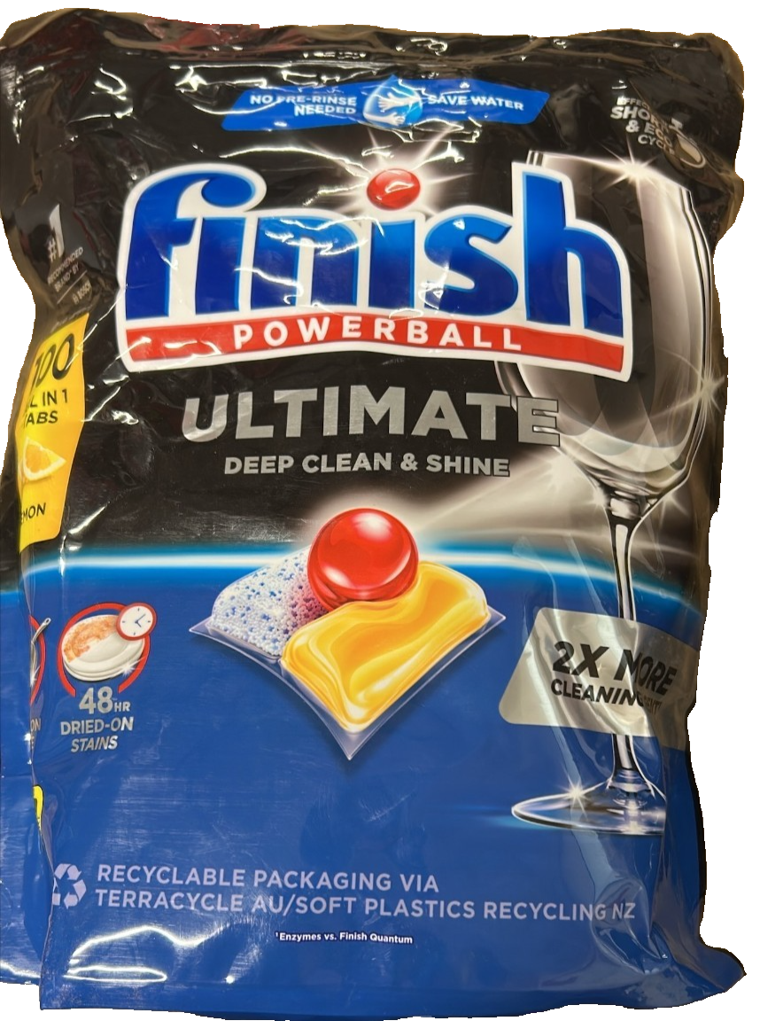 Finish Powerball Ultimate Dishwashing Tabs Tablets Lemon Sparkle 100pk