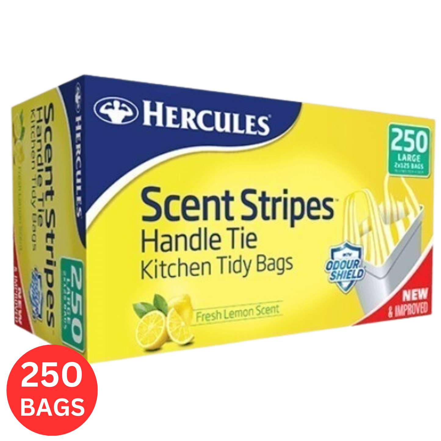 250 Hercules Kitchen Tidy Bags Scent Disposable Large Handle Tie Garbage Bag 35L