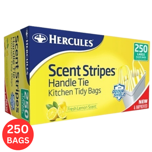 250 Hercules Kitchen Tidy Bags Scent Disposable Large Handle Tie Garbage Bag 35L