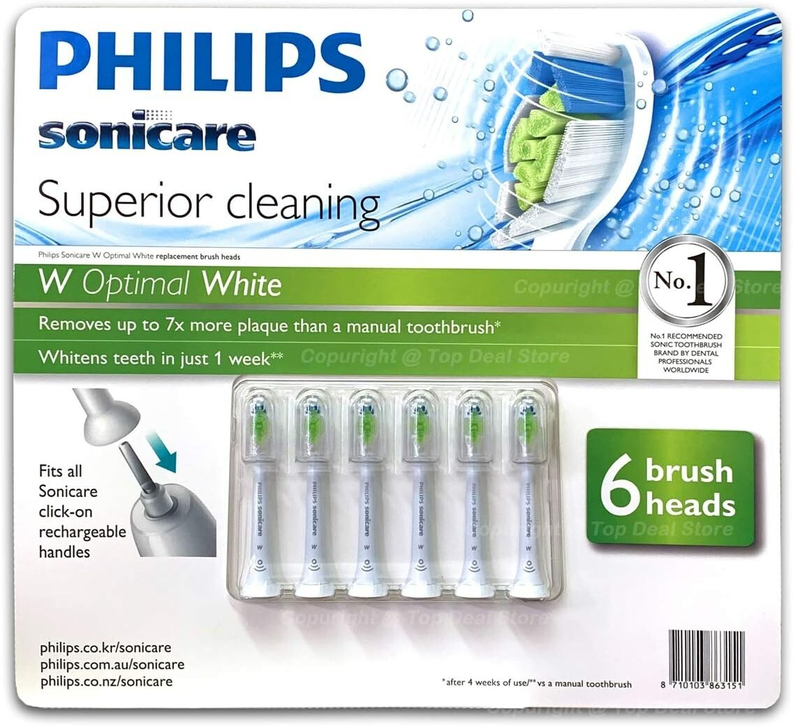 Philips Sonicare Replacement Electric Toothbrush W Optimal Heads Genuine 6 Pack