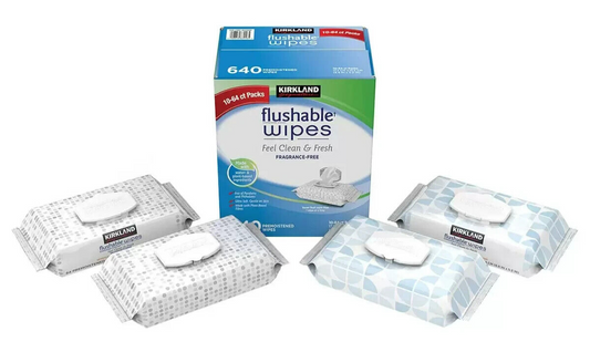 Kirkland Signature Flushable Wipes 640 Count Wet Moist Ultra Soft Towelettes