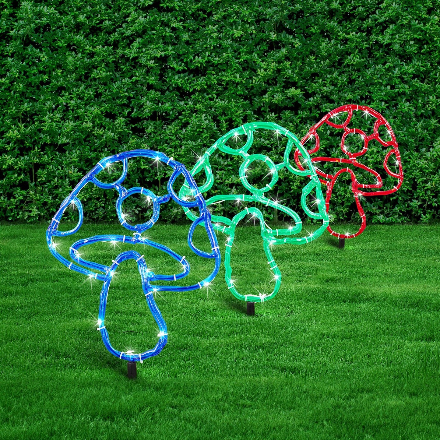 Lytworx Mushroom Stake LED Lights Solar Powered Garden Yard Xmas Decor 3 Pack