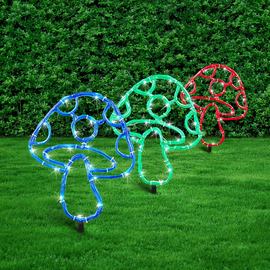 Lytworx Mushroom Stake LED Lights Solar Powered Garden Yard Xmas Decor 3 Pack