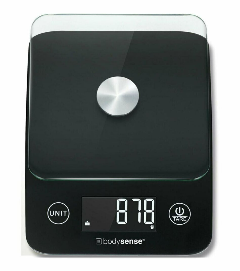 Bodysense Glass Digital Kitchen Scale Raised Platform Water Cooking Food 5kg