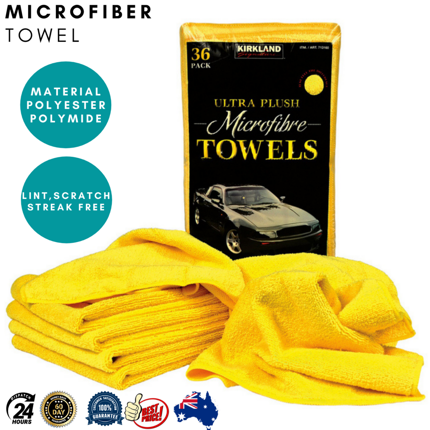 36 Kirkland Ultra Soft Plush Microfiber Car Towels Cleaning Cloth Soft 40x40