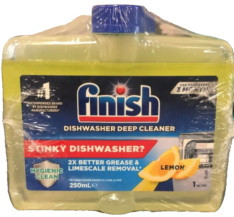 8x Finish Dishwasher Machine Cleaner Grease Limescale Remover Lemon 250mL