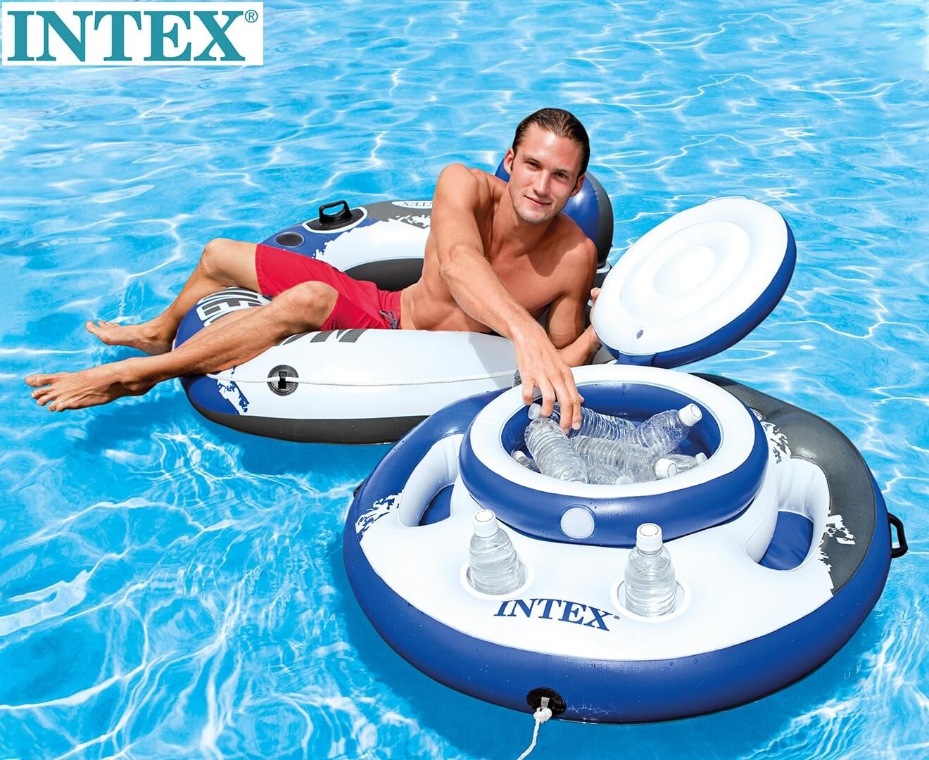 Intex Inflatable Floating Cooler Mega Chill Pool Drink Holder Beer Esky Float