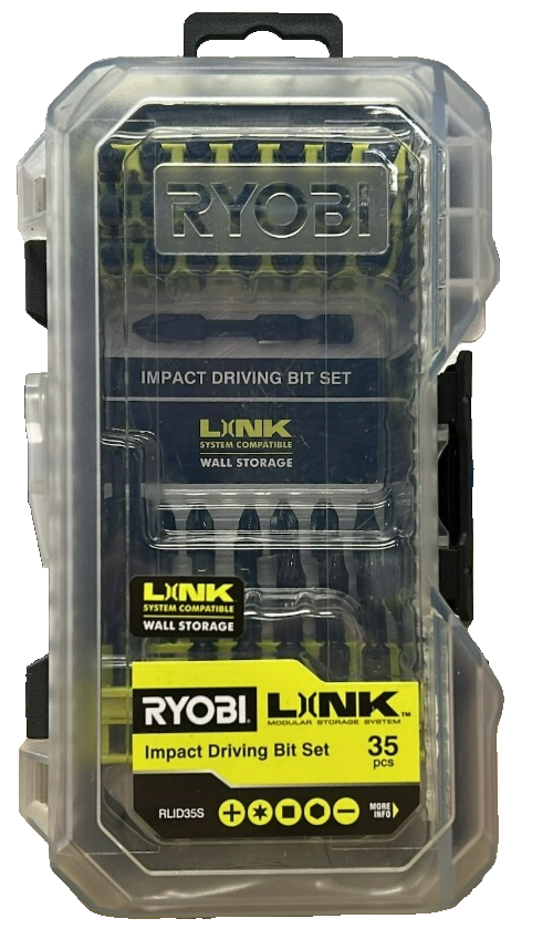 Ryobi Impact Link Driving Bit Set System Compatible Wall Storage 35-Piece