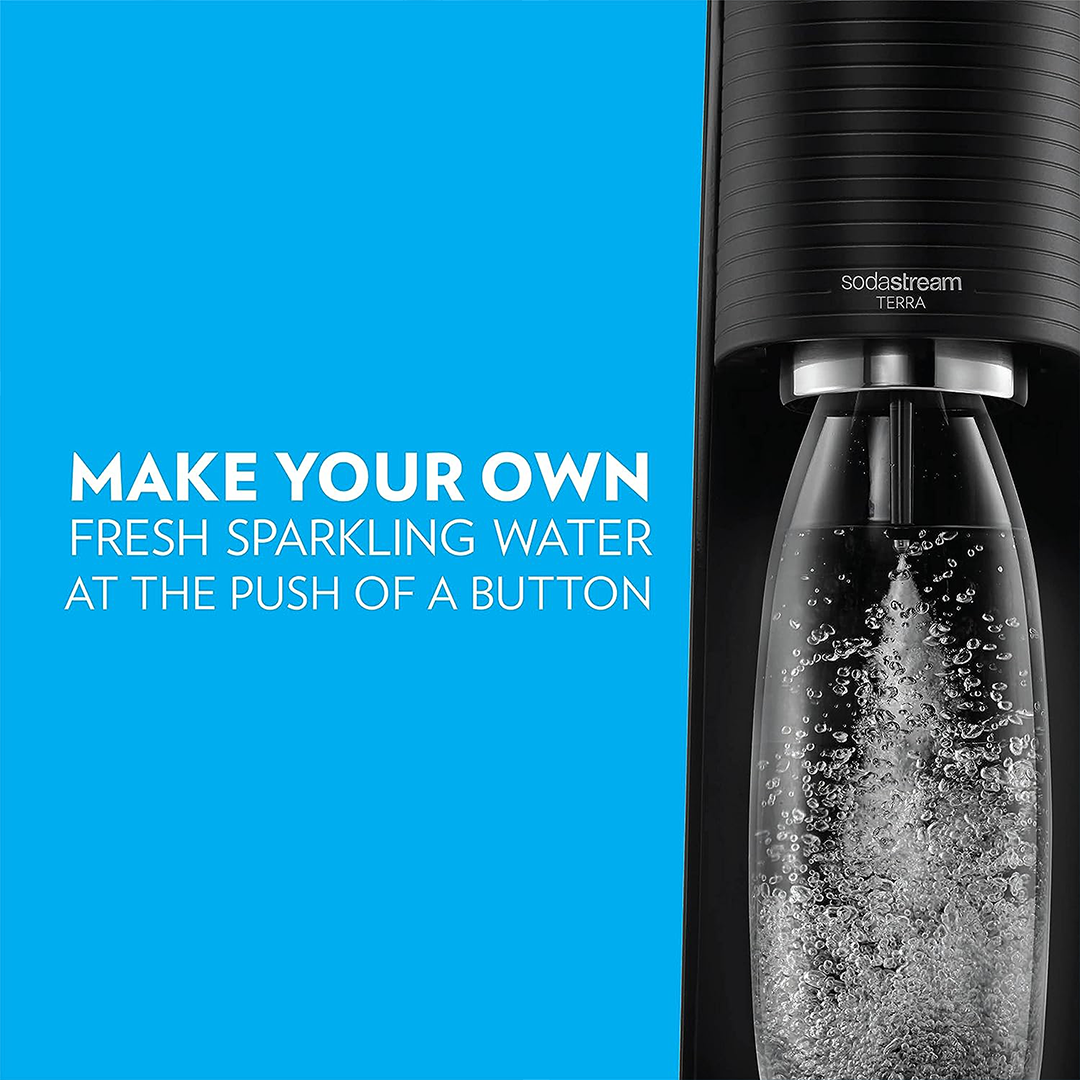 SodaStream Soda Maker Terra Megapack Sparkling Water + 2 x 1L Bottle
