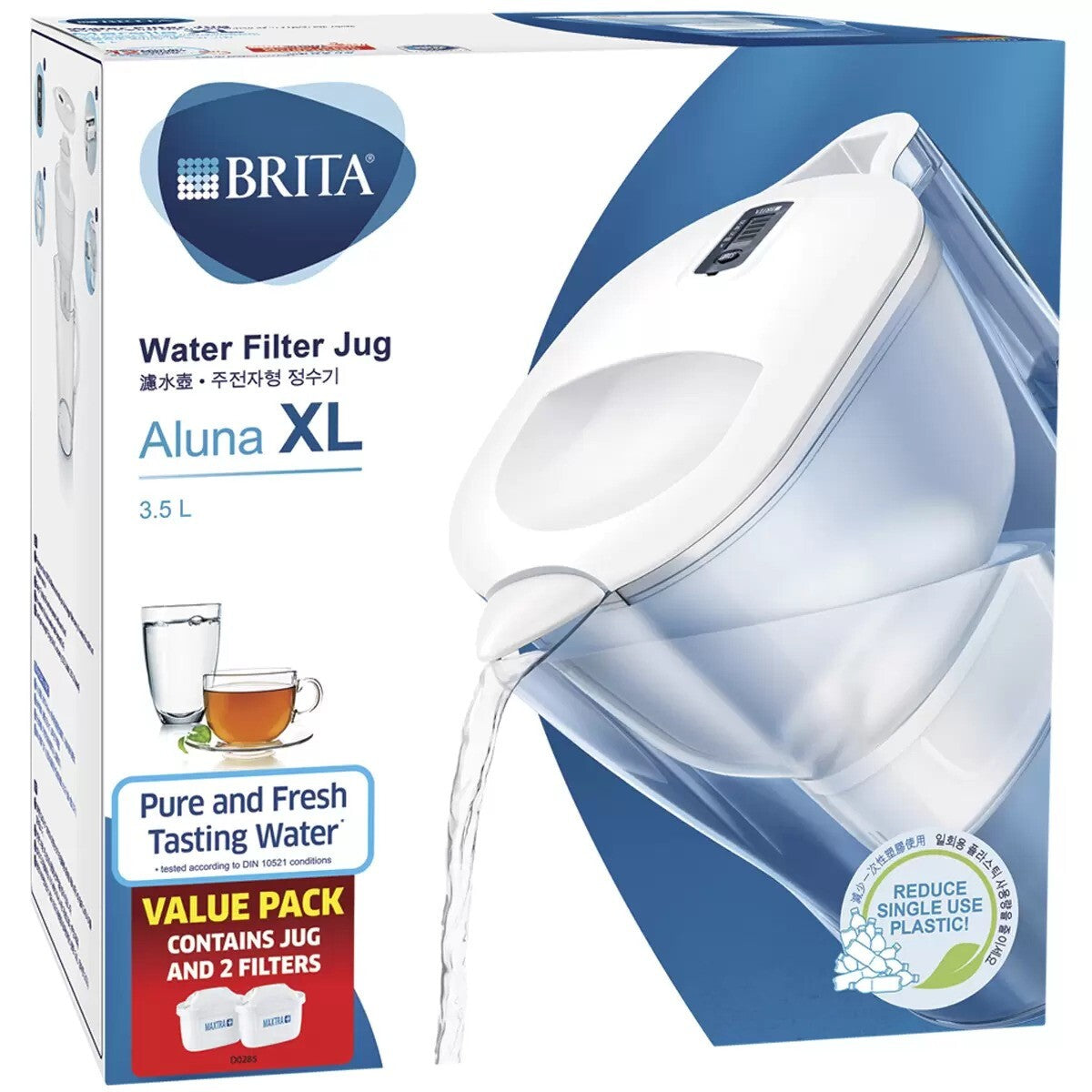 Brita Water Filter Jug 3.5L Aluna XL with 2 Brita Maxtra+ Filter Cartridges