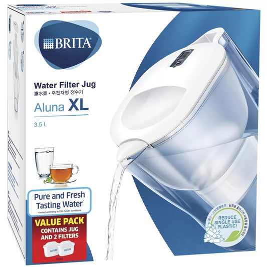 Brita Water Filter Jug 3.5L Aluna XL with 2 Brita Maxtra+ Filter Cartridges