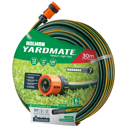 Holman 12mm x 30m Yardmate Garden Hose Watering Lawn UV Stabilised Protection