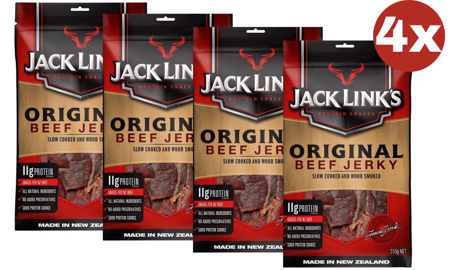4x Jack Link's Original Beef Jerky Protein Snacks Made In New Zealand 310g
