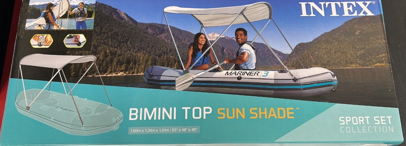 Intex Boat Canopy Bimini Top Sun Shade Protection Roof Aluminum 5ft 3in For