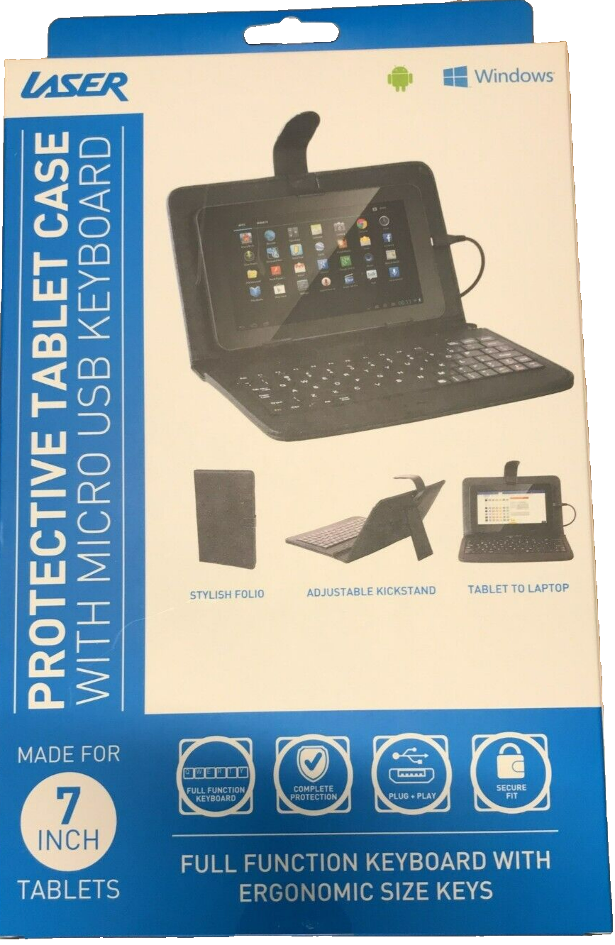 Laser Universal 7 Inch Tablet Case with Keyboard Android Protective Folio Cover