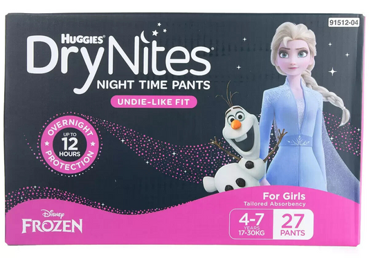 Huggies Nappies Pant 4-7 Years DryNites Girls Night Time Pants 2 x 27 Disposable
