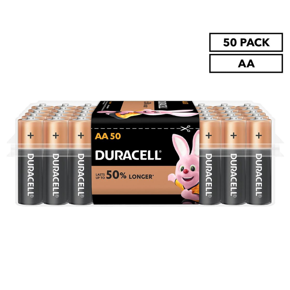 Duracell AA Batteries Copper Top Long-lasting New Genuine Alkaline Power 50 Pack