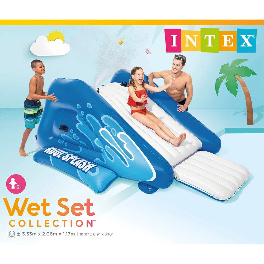 Intex Kool Splash Pool Inflatable Water Slide 10ft 11in Play Centre Kids 6+