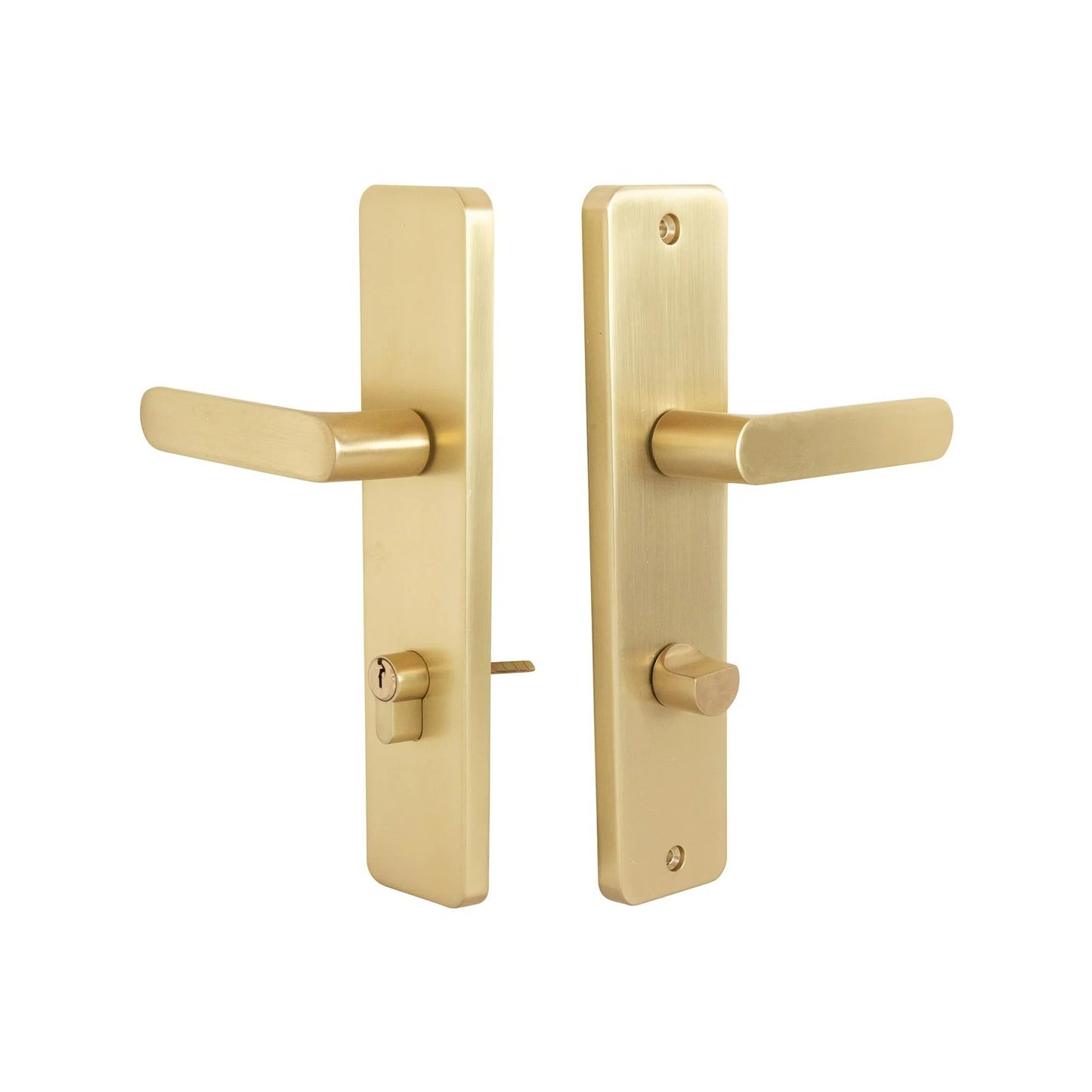 Ikonic Oslo Brushed  Entrance Door Knob Lock Handle Set 260 x 60mm Brass