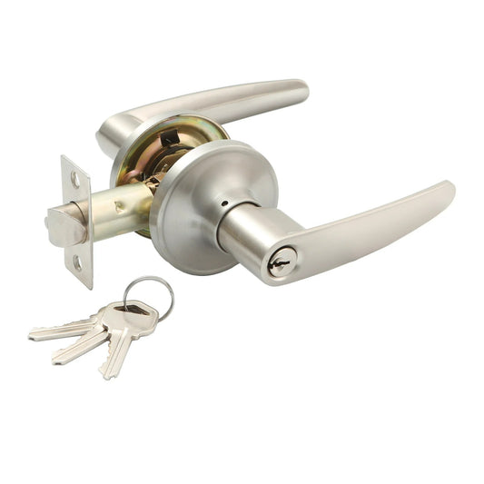 Ikonic Isabella Lever Entrance Set Door Lock Keys Brushed Nickel Handle Entry