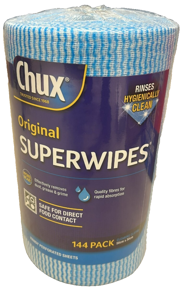 Chux Original Superwipes Cleaning Cloth Wipe Reusable Kitchen Roll 144 Pack Bulk