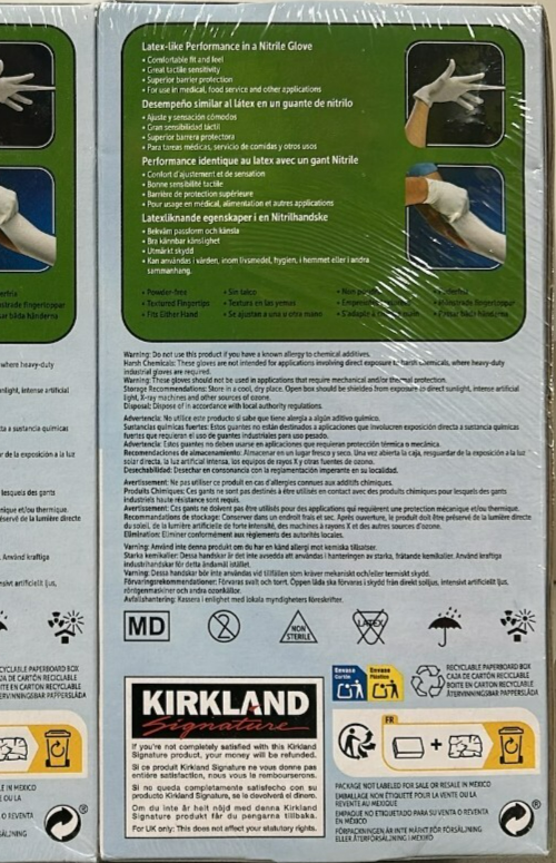 Kirkland Signature Disposable Gloves Nitrile Exam Safety Medium 200 Count