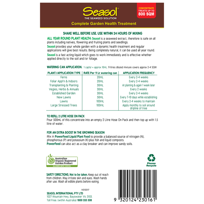 Seasol Fertilizer Seaweed Health Tonic Concentrate Plant Health Treatment 4L