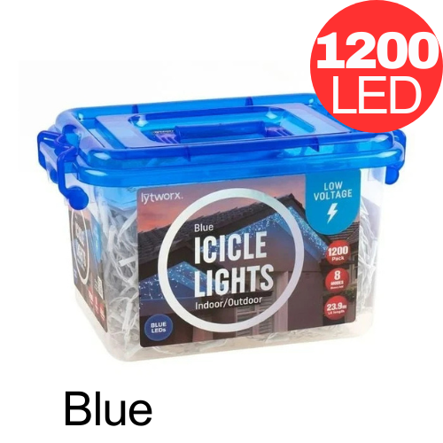 Lytworx  1200 Blue LED Icicle Lights Low Voltage String Light Xmas Decoration