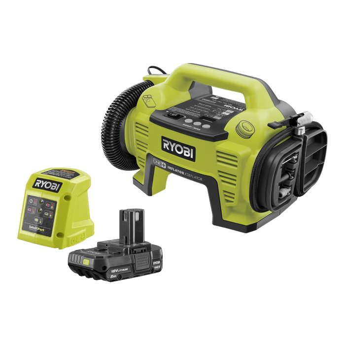 Ryobi Air Inflator and Deflator Compressor Cordless Tyres 18V ONE+  2Ah Kit