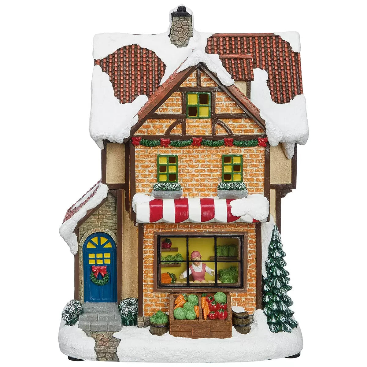 Christmas Village Figurines House with Lights and Music Decoration 30 Pieces